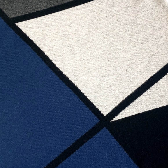 Charter Club Cashmere Royal Blue Heathered Greys Black Abstract Motif Sweater - Picture 8 of 15